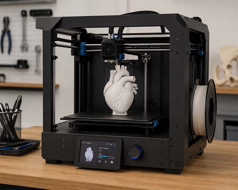 3D printer with anatomical heart print 3D printer with anatomical heart print