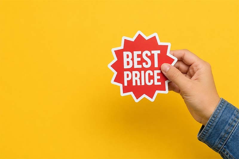 Best price promo on yellow backdrop