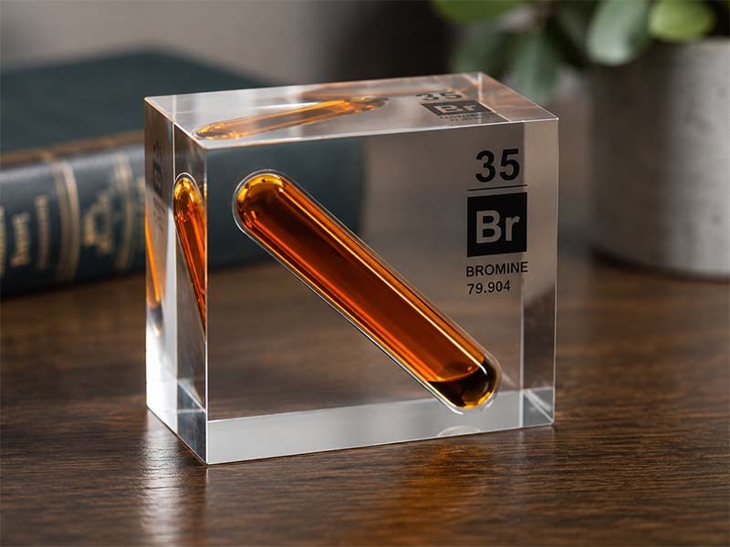 Bromine acrylic cube sample Bromine acrylic cube sample