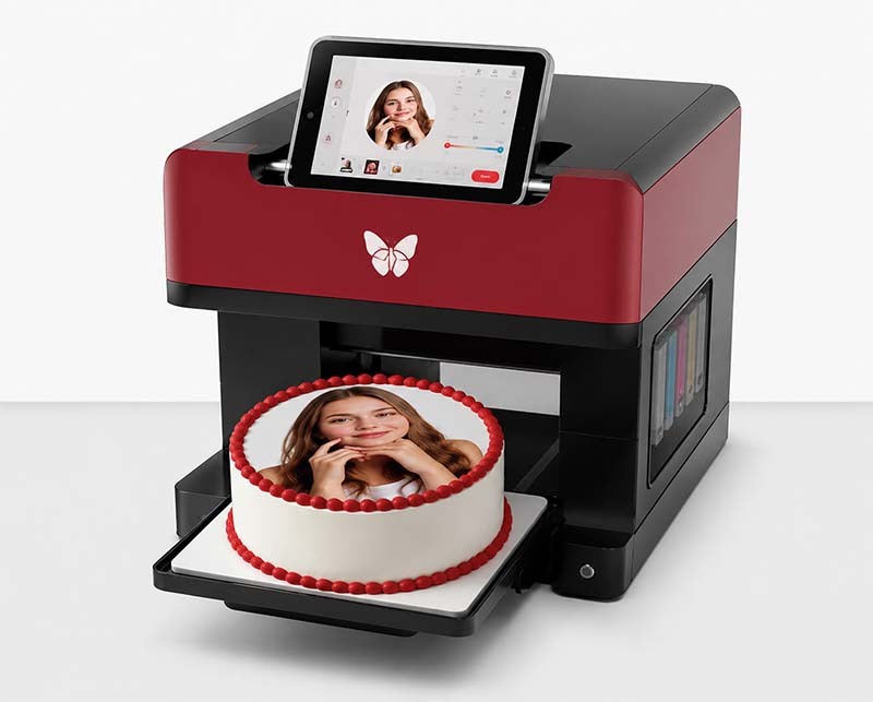 Cake printer with edible portrait print