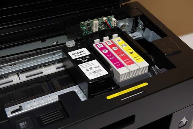 Canon ink cartridges in the printer