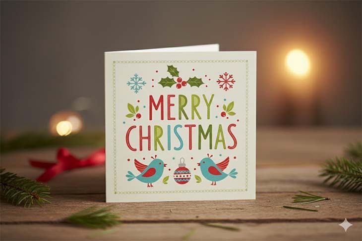 Christmas card on a table