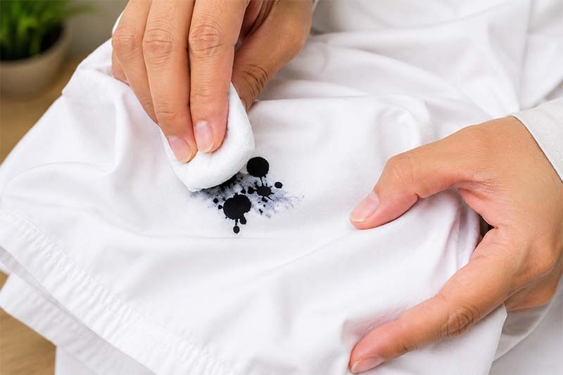 Cleaning a fabric stain carefully