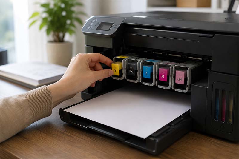 Inkjet printer on an office desk