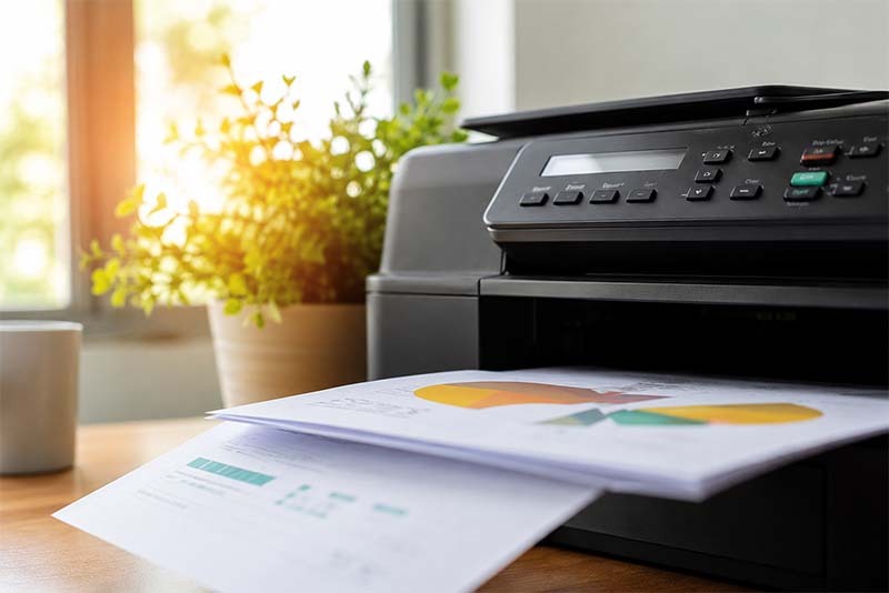 Cozy office workspace with printed charts Cozy office workspace with printed charts