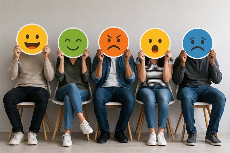 Emoji mood expressions in a row Emoji mood expressions in a row