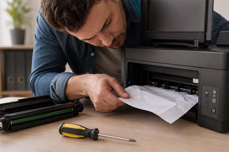 Fixing the printer jam in office