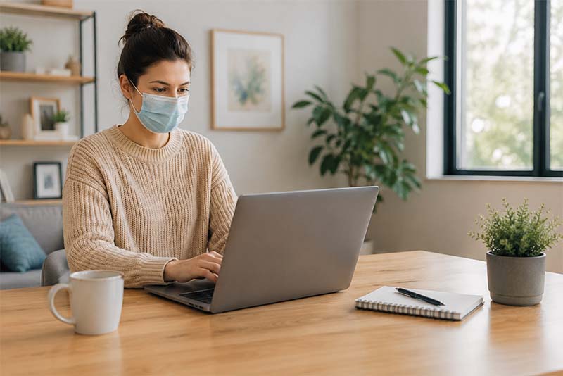 Focused work in a cozy home office