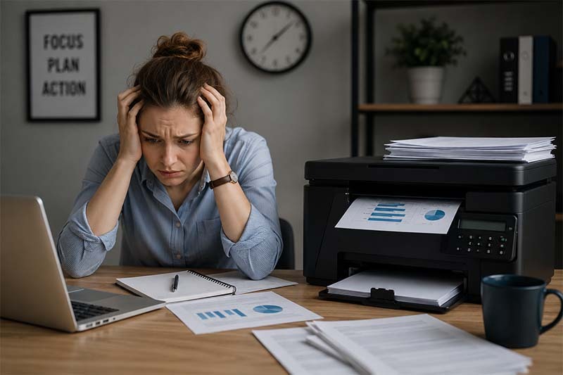 Frustration at the cluttered desk