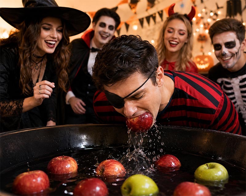 Halloween apple bobbing fun