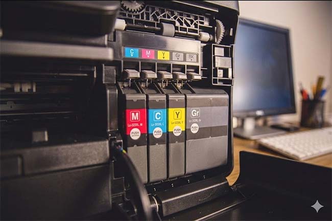 Ink cartridges in the printer Ink cartridges in the printer