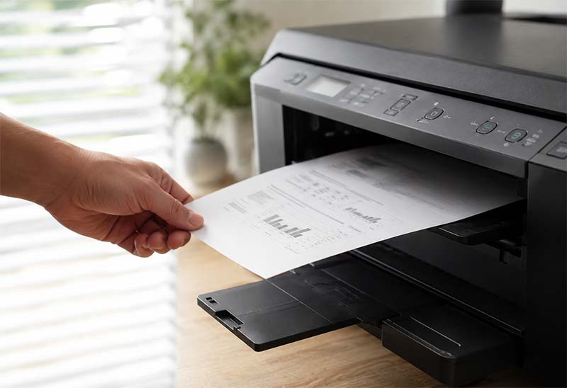 Man using printer to print documents