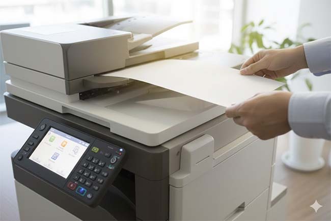 Man using xerox printer Man using xerox printer