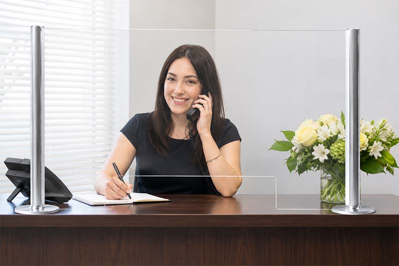 Modern office reception with flowers Modern office reception with flowers