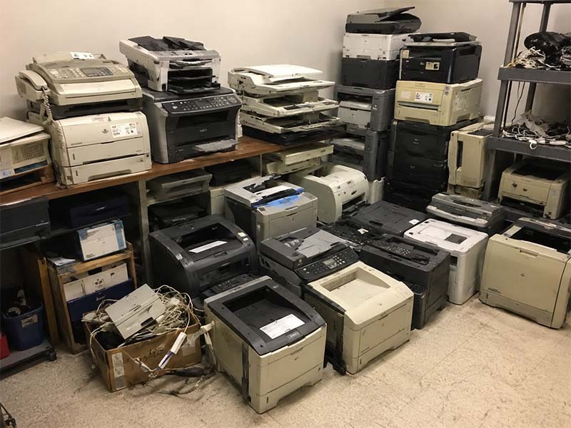 Pile of old printers Pile of old printers