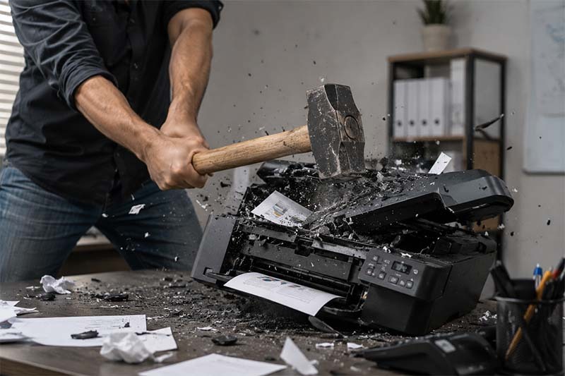 Printer destruction in modern office