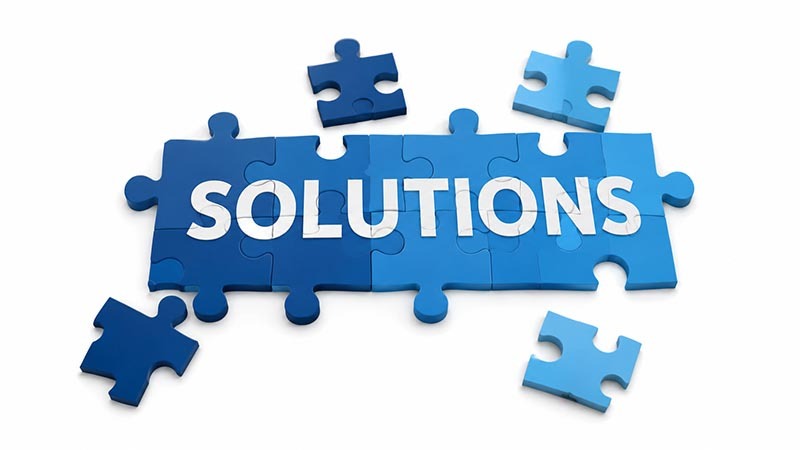 Puzzle of solutions in blue tones Puzzle of solutions in blue tones