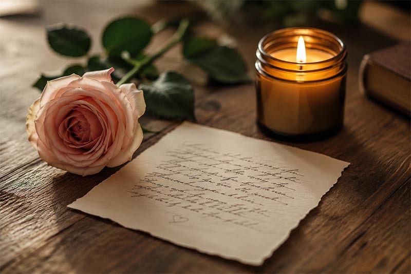 Romantic still-life with rose and candle Romantic still-life with rose and candle