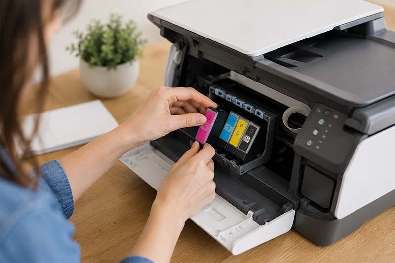 Servicing printer ink cartridges