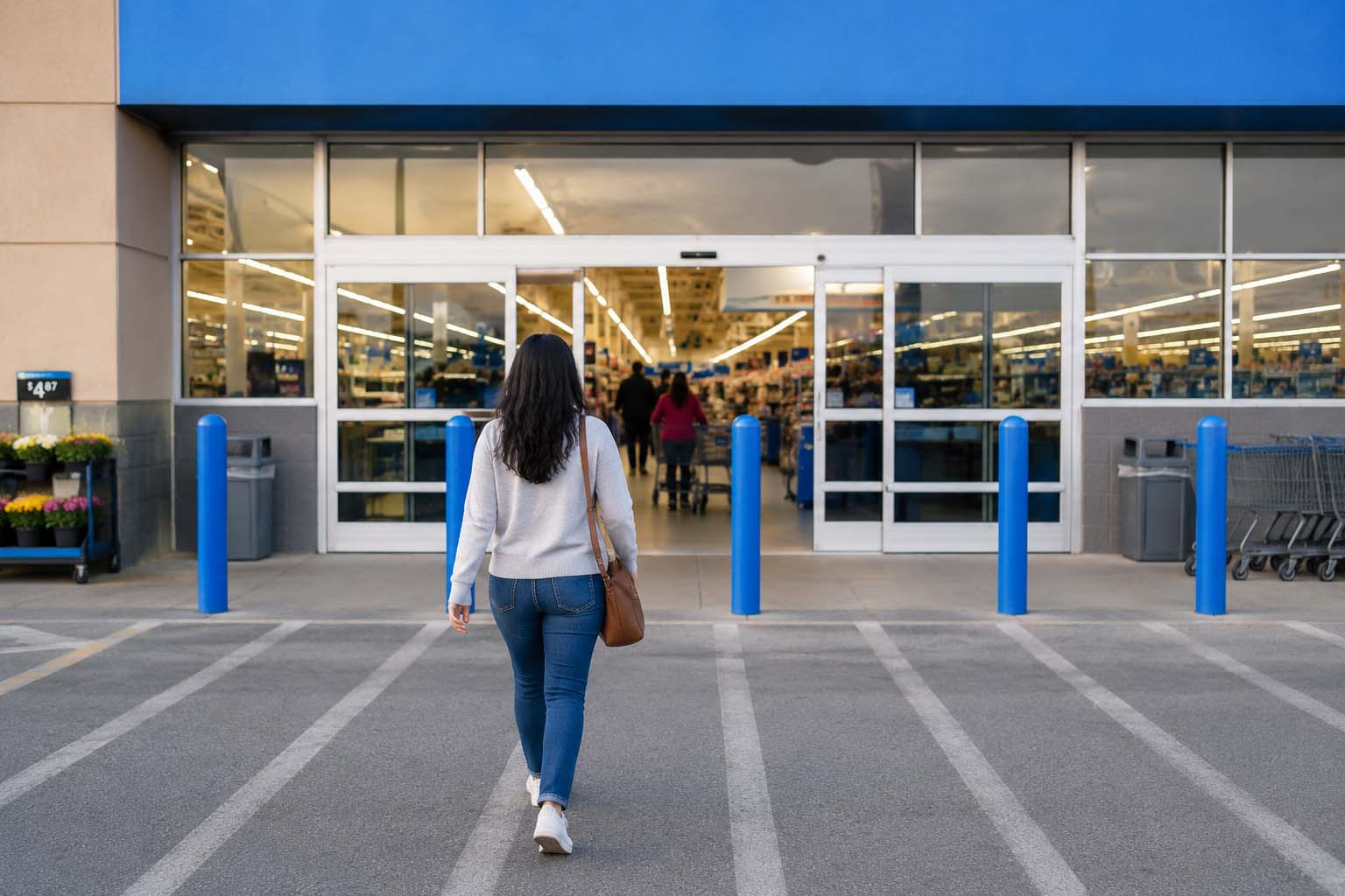 Shopping entrance with bright daylight ambiance