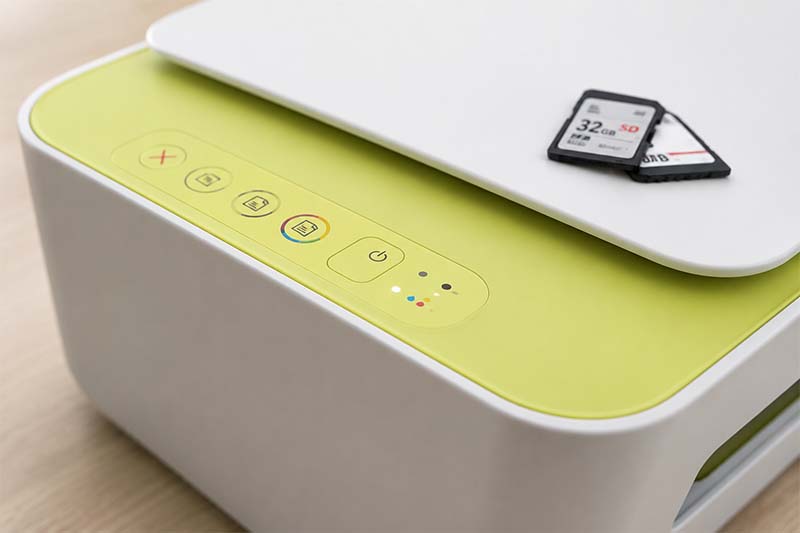 Sleek modern printer with green accent