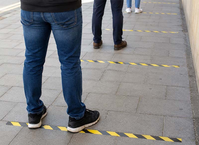 Social distancing in a city queue Social distancing in a city queue