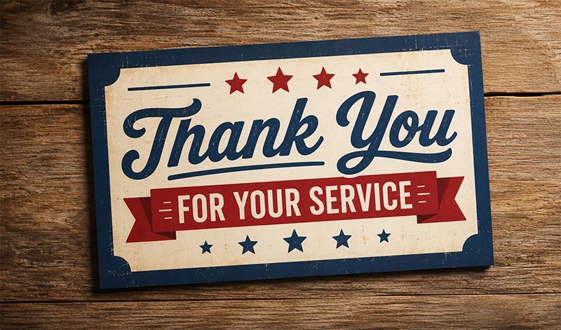 Thank you for your service sign
