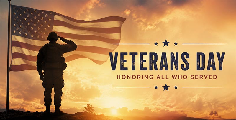 Veterans Day tribute at sunset