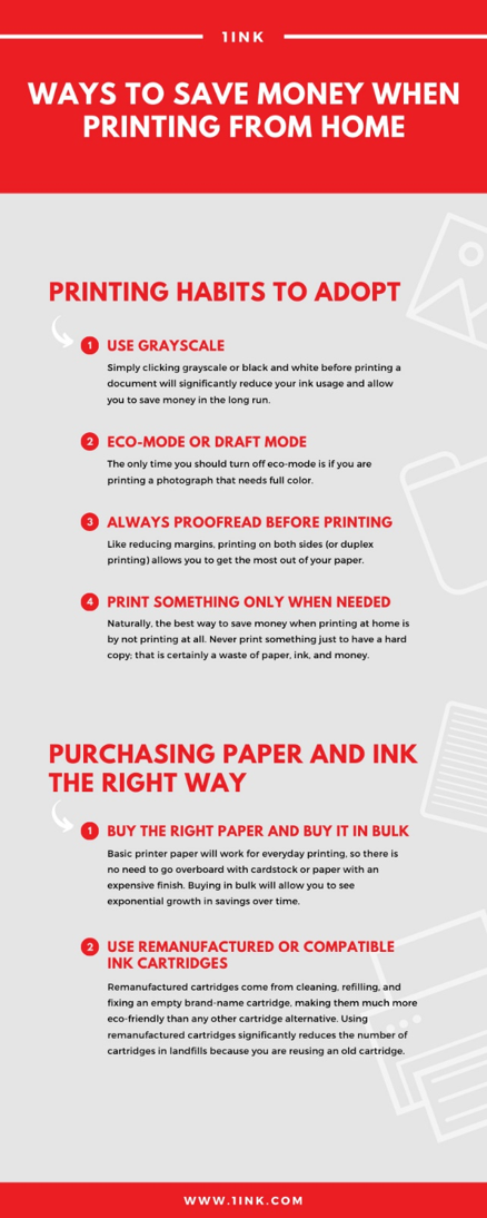 Ways to save money when printing from home